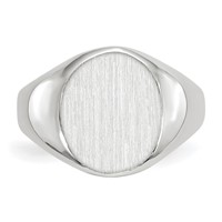 14K White Gold 11.0x 12.5mm Oval Open Back Signet Ring view 4