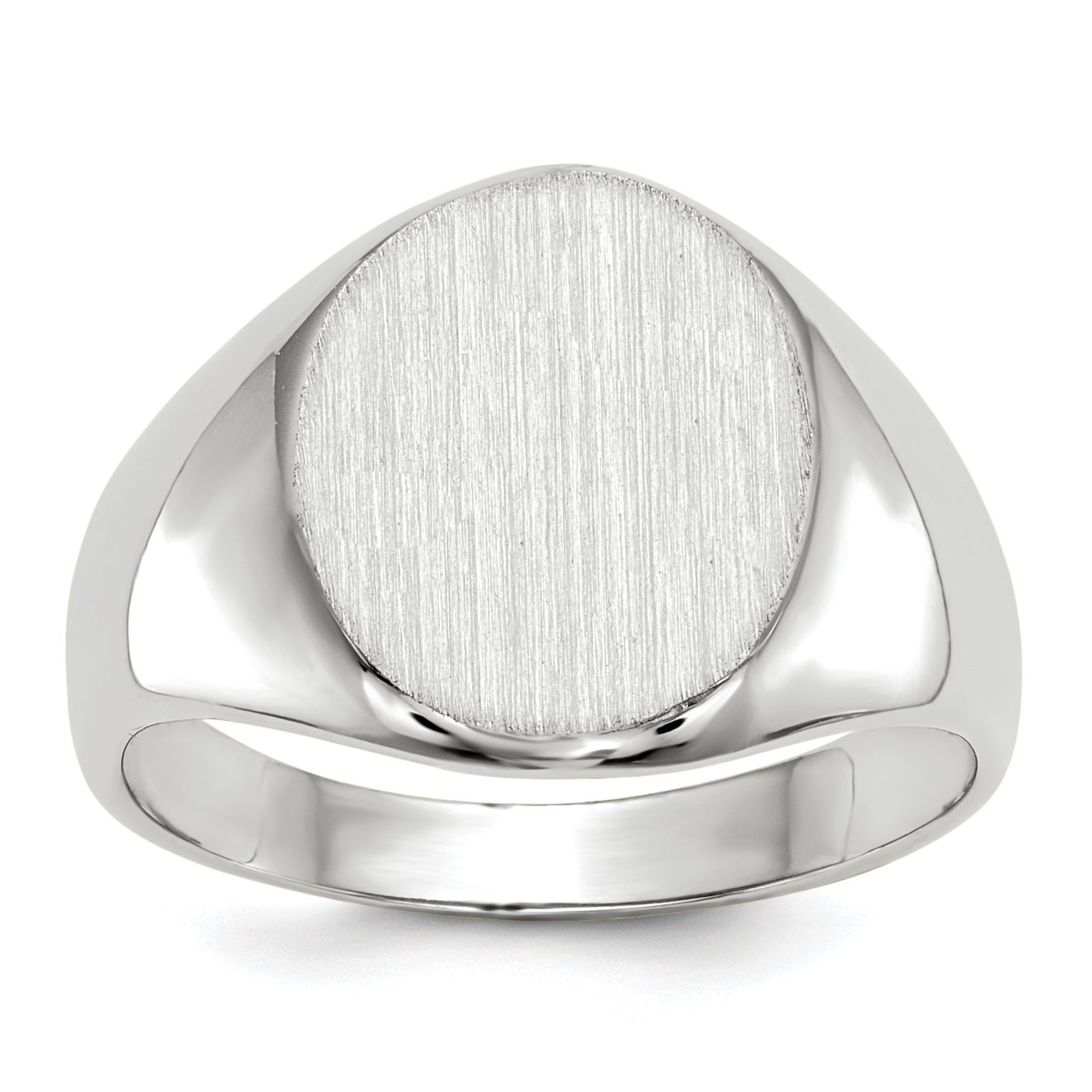 14k White Gold 11.0x12.5mm Open Back Signet Ring (RS542)