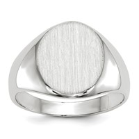14K White Gold 11.0x 12.5mm Oval Open Back Signet Ring view 1