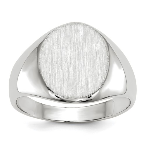 14K White Gold 11.0x 12.5mm Oval Open Back Signet Ring