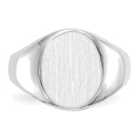14K White Gold 11.0x 13.0mm Oval Open Back Signet Ring view 5