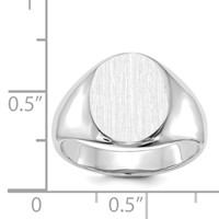 14K White Gold 11.0x 13.0mm Oval Open Back Signet Ring view 3