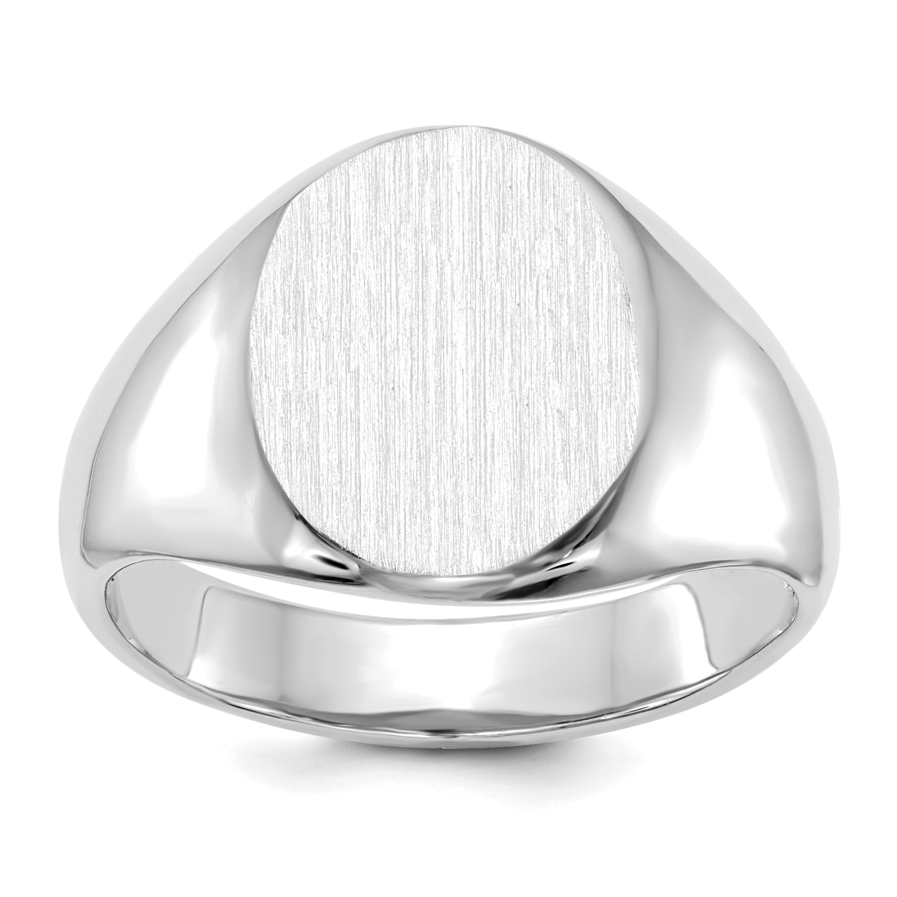 14k White Gold 11.0x13.0mm Open Back Signet Ring (RS543)