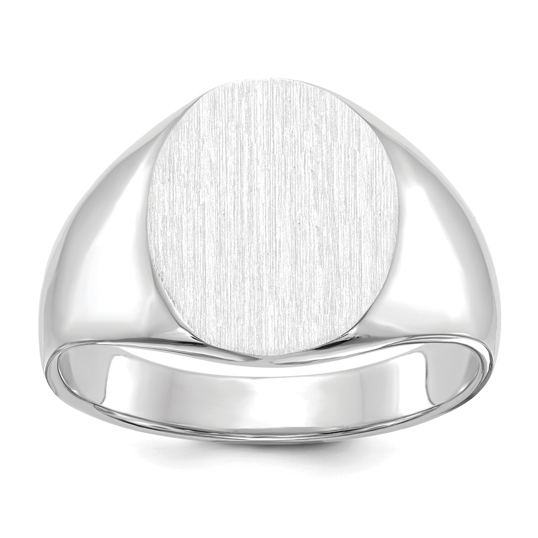 14k White Gold 13.0x15.5mm Open Back Signet Ring (RS544)