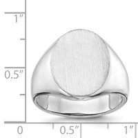 14K White Gold 14.5x18.0mm Oval Open Back Mens Signet Ring view 3