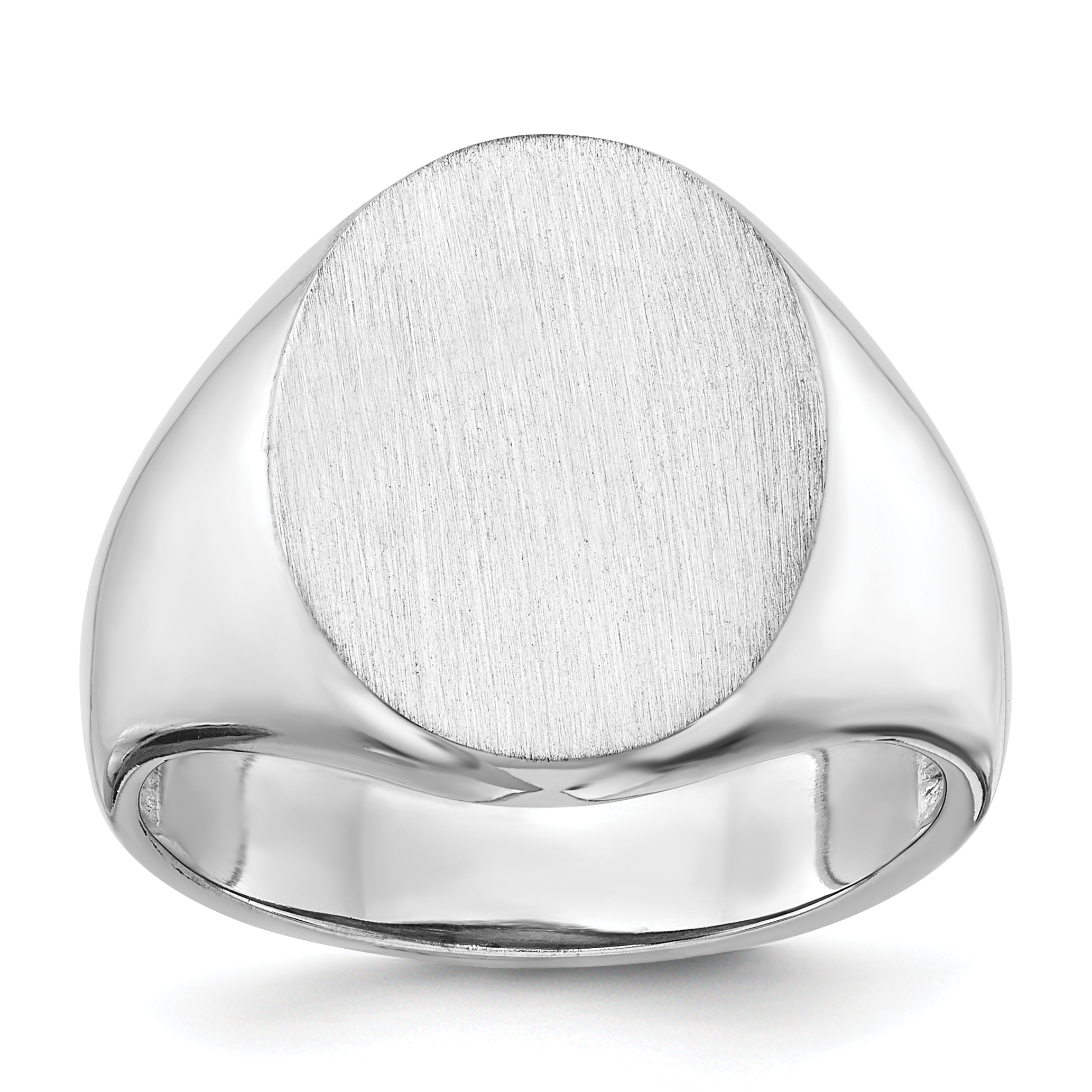 14k White Gold 14.5x18.0mm Open Back Mens Signet Ring (RS545)
