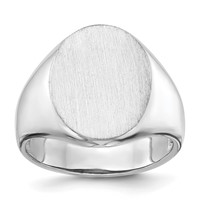 14K White Gold 14.5x18.0mm Oval Open Back Mens Signet Ring view 1