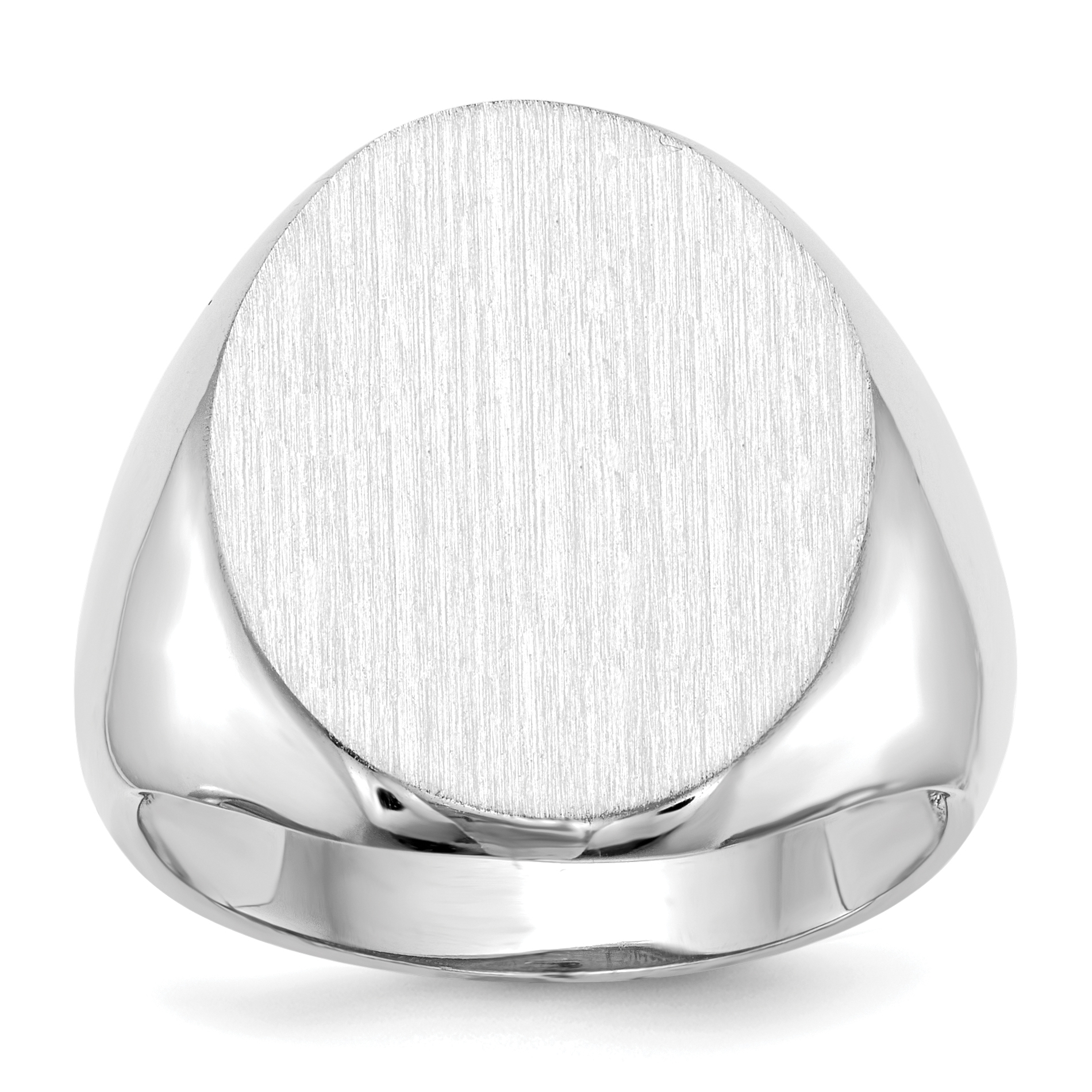 14k White Gold 16.0x20.5mm Open Back Signet Ring (RS546)
