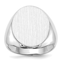 14K White Gold 16.0x 20.5mm Oval Open Back Signet Ring view 1
