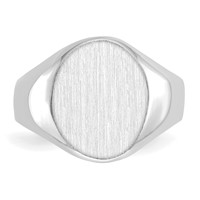 14K White Gold 11.0x13.0mm Oval Closed Back Signet Ring view 5