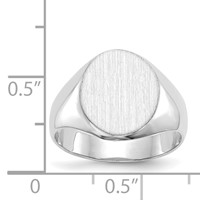 14K White Gold 11.0x13.0mm Oval Closed Back Signet Ring view 3