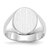 14K White Gold 11.0x13.0mm Oval Closed Back Signet Ring view 1