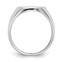 14K White Gold 13.5x14.0mm Oval Closed Back Signet Ring view 2