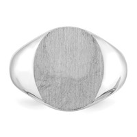14K White Gold 13.5x14.0mm Oval Closed Back Signet Ring view 5
