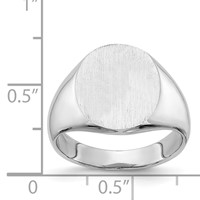14K White Gold 13.5x14.0mm Oval Closed Back Signet Ring view 3