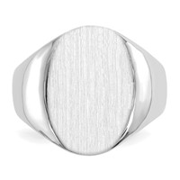 14K White Gold 14.0x 17.5mm Oval Closed Back Mens Signet Ring view 5