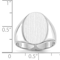 14K White Gold 14.0x 17.5mm Oval Closed Back Mens Signet Ring view 3
