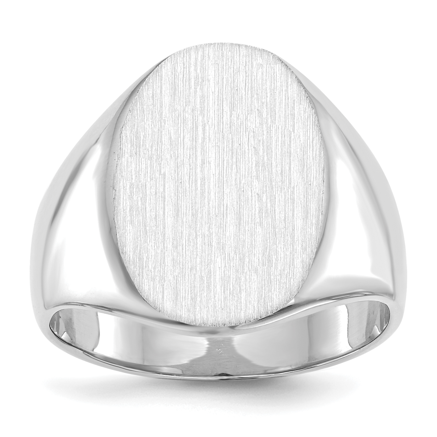 14k White Gold 14.0x17.5mm Closed Back Mens Signet Ring (RS550)