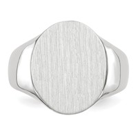 14K White Gold 15.0x 18.5mm Oval Closed Back Mens Signet Ring view 4