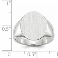 14K White Gold 15.0x 18.5mm Oval Closed Back Mens Signet Ring view 5