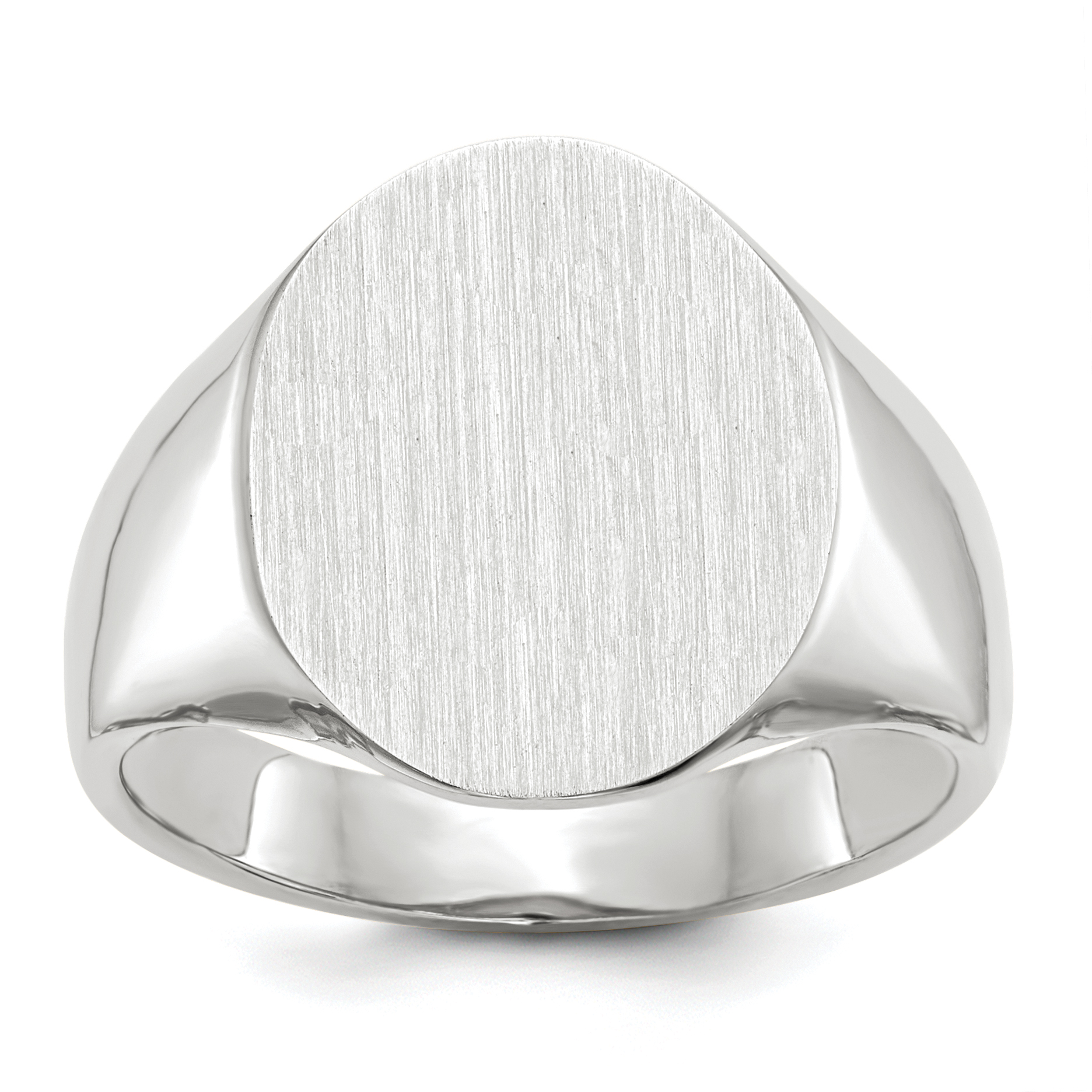 14k White Gold 15.0x18.5mm Closed Back Mens Signet Ring (RS551)