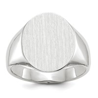 14K White Gold 15.0x 18.5mm Oval Closed Back Mens Signet Ring view 1