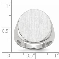 14K White Gold 17.0x 20.5mm Oval Closed Back Mens Signet Ring view 5