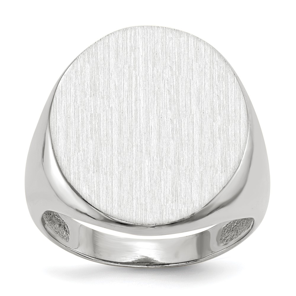 14K White Gold 17.0x 20.5mm Oval Closed Back Mens Signet Ring