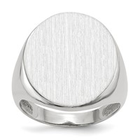 14K White Gold 17.0x 20.5mm Oval Closed Back Mens Signet Ring view 1
