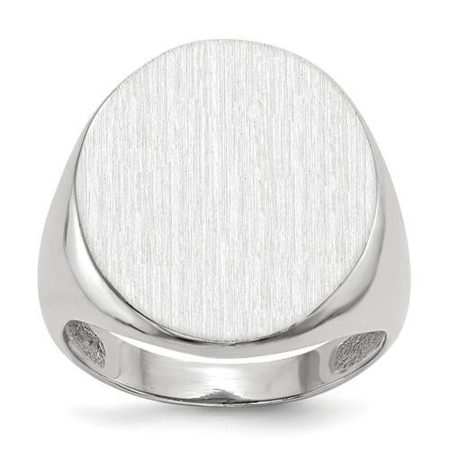 14K White Gold 17.0x 20.5mm Oval Closed Back Mens Signet Ring