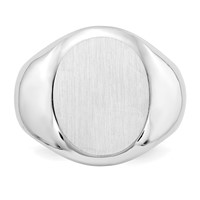 14K White Gold 13.0x 16.0mm Oval Open Back Mens Signet Ring view 5