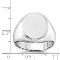 14K White Gold 13.0x 16.0mm Oval Open Back Mens Signet Ring view 3