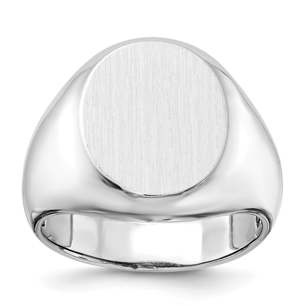 14K White Gold 13.0x 16.0mm Oval Open Back Mens Signet Ring