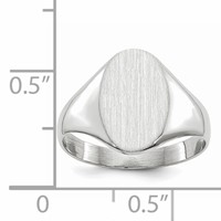 14K White Gold 8.0x11.5mm Oval Open Back Signet Ring view 5