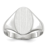 14K White Gold 8.0x11.5mm Oval Open Back Signet Ring view 1
