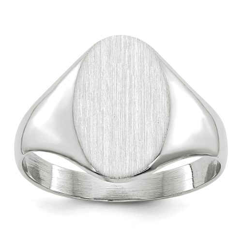 14k White Gold 8.0x11.5mm Oval Open Back Signet Ring