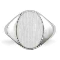 14K White Gold 8.0x 11.5mm Oval Closed Back Signet Ring view 4