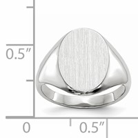 14K White Gold 8.0x 11.5mm Oval Closed Back Signet Ring view 5