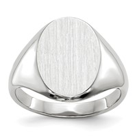 14K White Gold 8.0x 11.5mm Oval Closed Back Signet Ring view 1