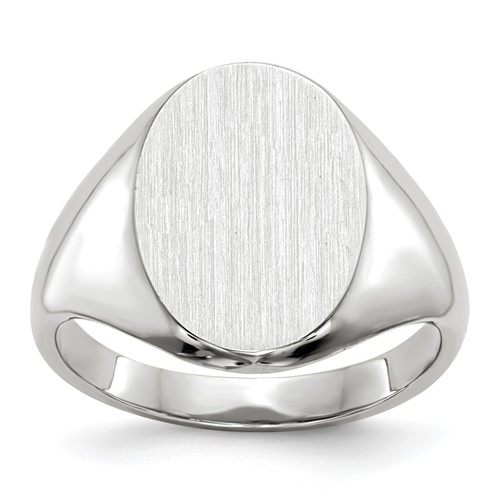 14K White Gold 8.0x 11.5mm Oval Closed Back Signet Ring