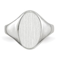 14K White Gold 9.0x 14.0mm Oval Closed Back Signet Ring view 4