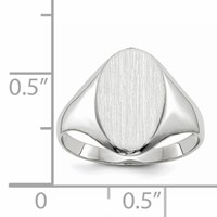 14K White Gold 9.0x 14.0mm Oval Closed Back Signet Ring view 5