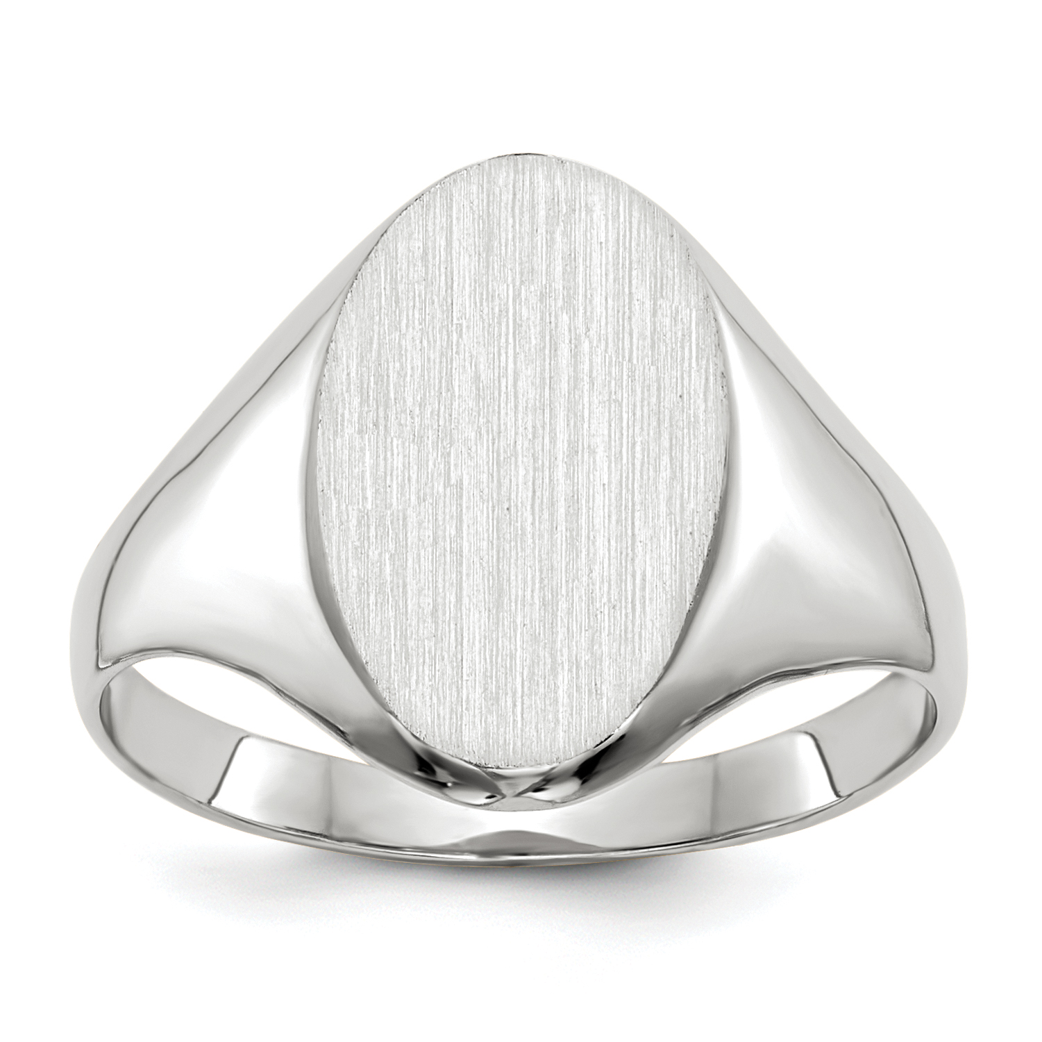 14k White Gold 9.0x14.0mm Closed Back Signet Ring (RS556)