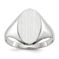 14K White Gold 9.0x 14.0mm Oval Closed Back Signet Ring view 1