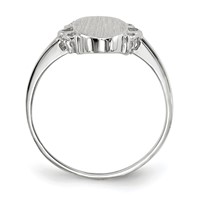 14K White Gold 7.0x 14.5mm Oval Open Back Scalloped Edge Signet Ring view 2