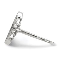 14K White Gold 7.0x 14.5mm Oval Open Back Scalloped Edge Signet Ring view 3