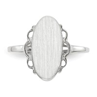 14K White Gold 7.0x 14.5mm Oval Open Back Scalloped Edge Signet Ring view 4