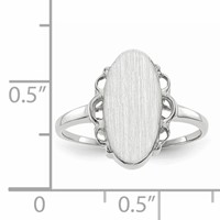 14K White Gold 7.0x 14.5mm Oval Open Back Scalloped Edge Signet Ring view 5