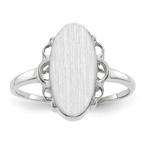 14k White Gold 7.0x14.5mm Open Back Signet Ring