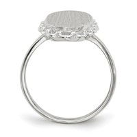 14K White Gold 10.5x 14.0mm Oval Open Back Scalloped Edge Signet Ring view 2